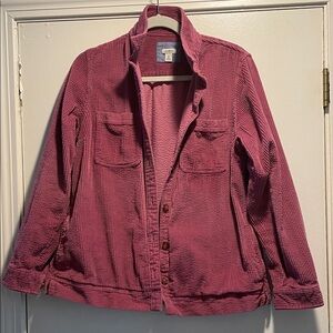 L.L. Bean Women's Mauve Corduroy Button Down Side Slit Utility Top Jacket